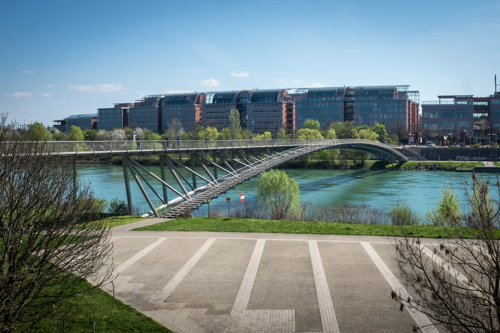 Construction de la passerelle de la Paix à Lyon