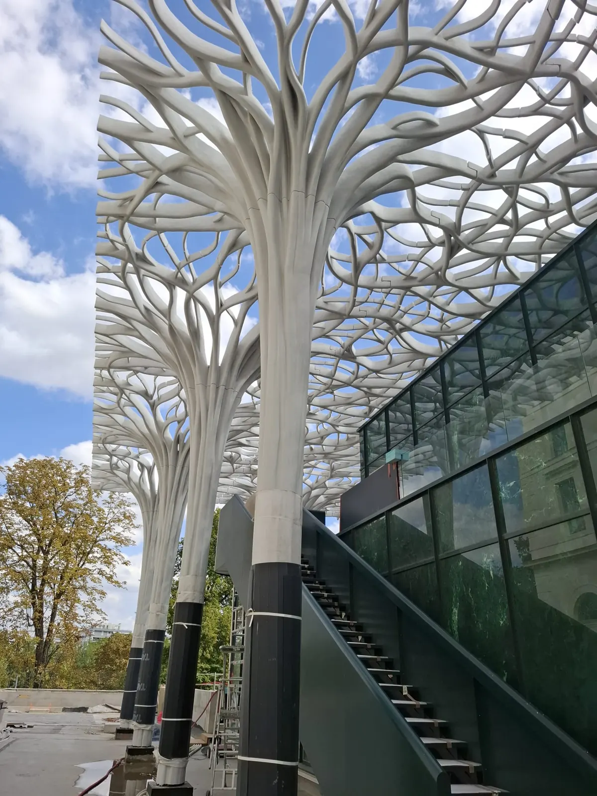Colonnes en forme d’arbres en béton BFUP blanc du Belvédère du musée du Grand Siècle, Saint-Cloud